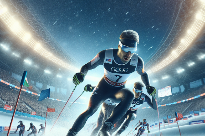 Обзор этапов Кубка мира: пелотон лыжников мчится под прожекторами стадиона.